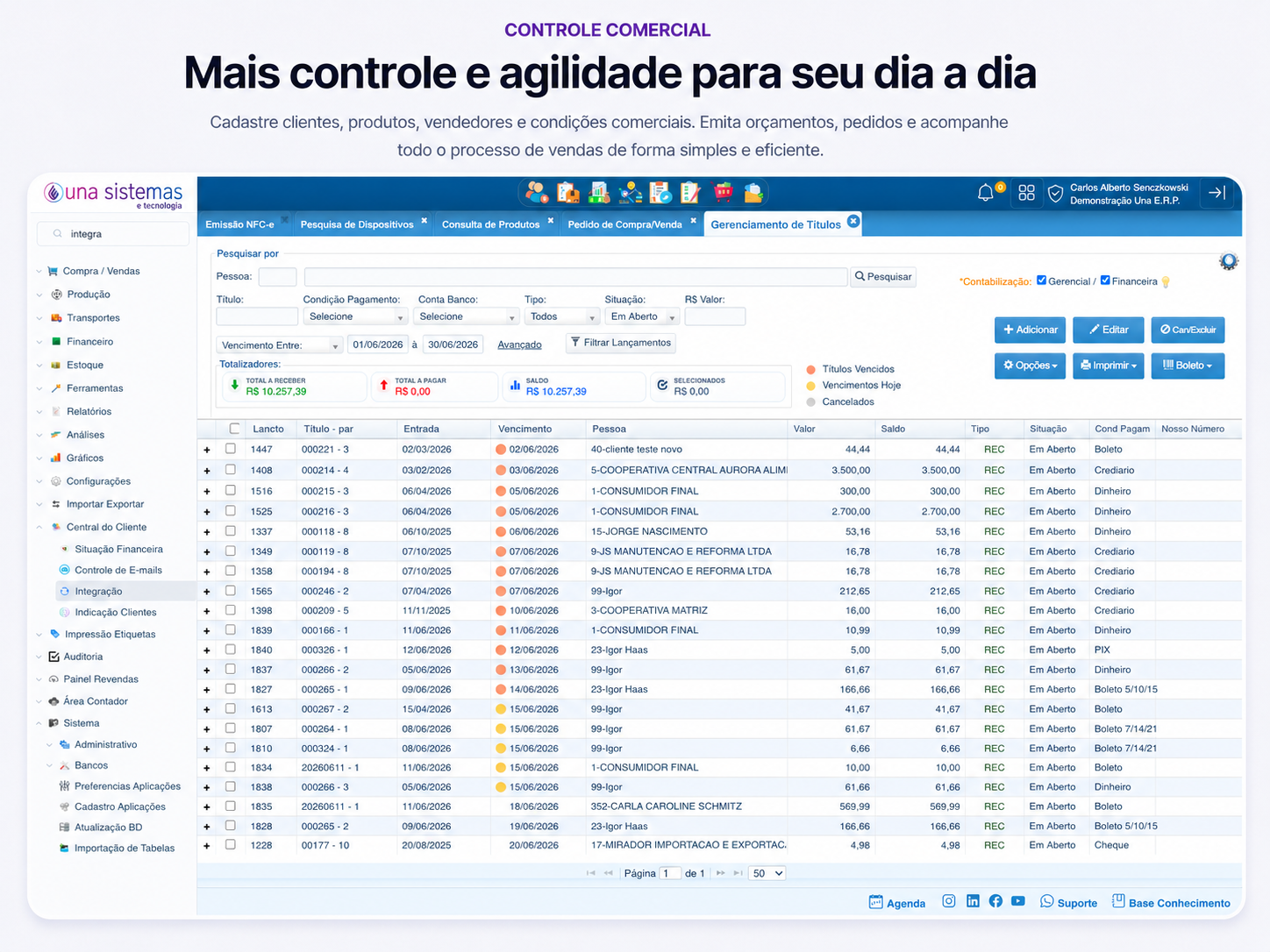 Controle Financeiro Una ERP